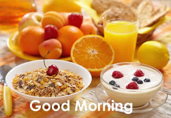 Beautiful Good Morning Wishes With  breakfast pictures Suprabhat Quotes