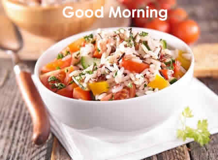 Beautiful Good Morning Wishes With  breakfast pictures Suprabhat Quotes