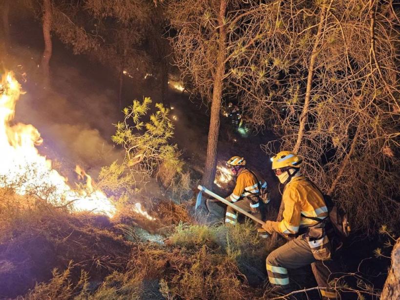 el incendio cerca de Valle Perdido en Murcia