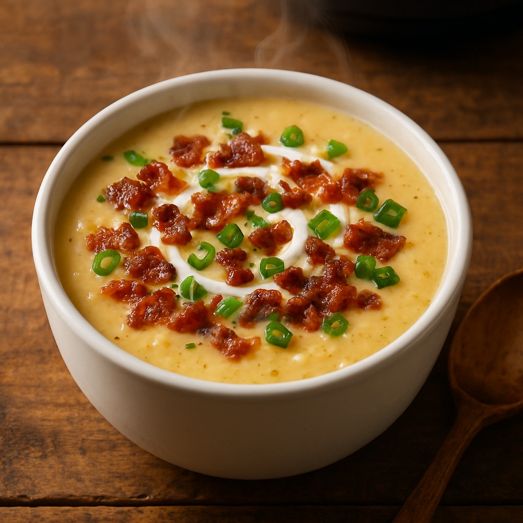 Loaded Baked Potato Soup with Frozen Hash Browns (Crockpot Recipe That Actually Works)
