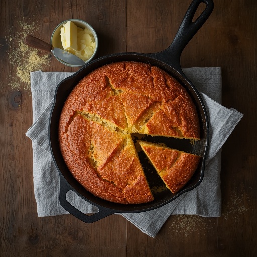 Cast iron skillet cornbread — no buttermilk needed