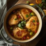 Dutch oven chicken thighs, stovetop — California style